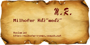 Milhofer Rómeó névjegykártya
